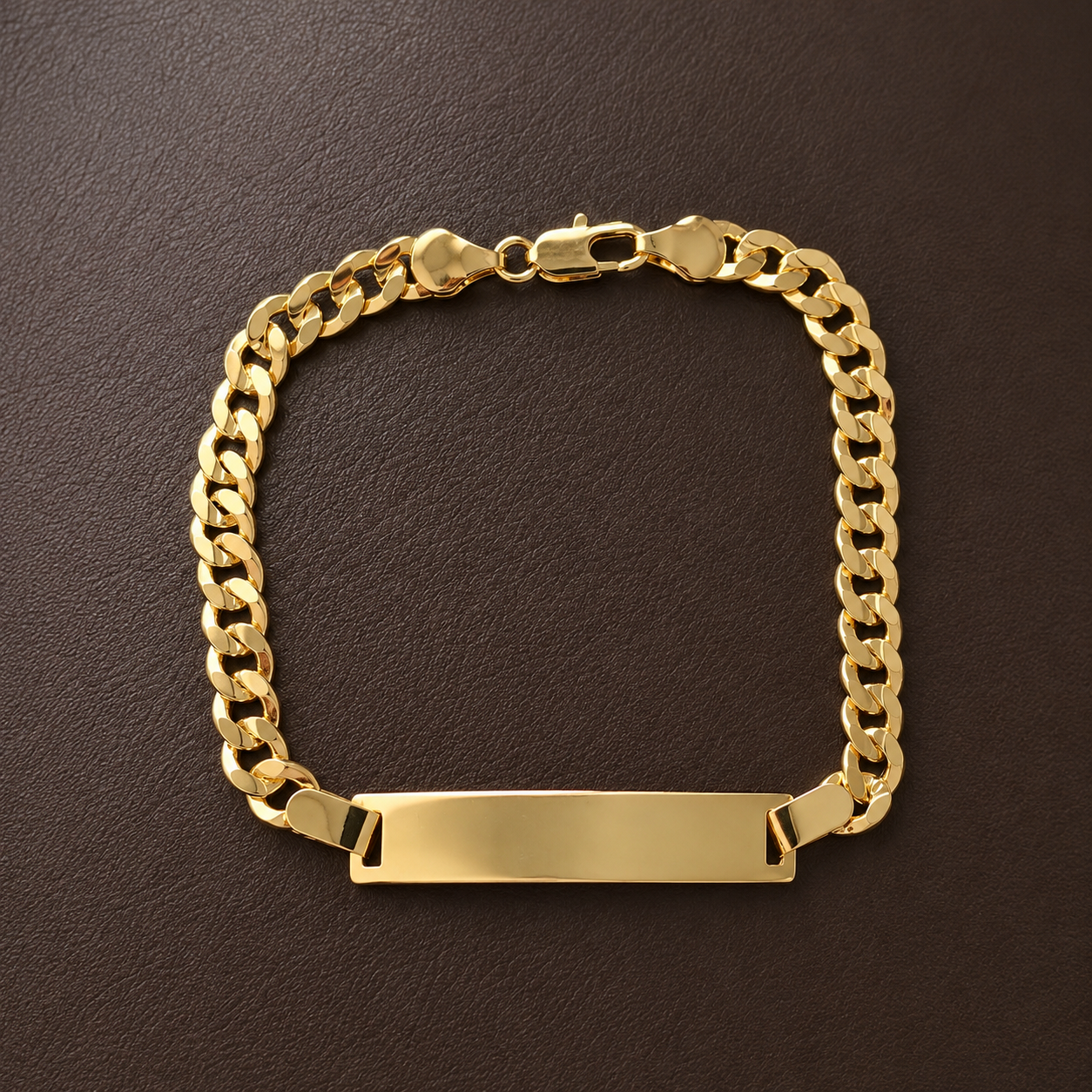 Pulsera Cubana con Placa Estampada 14K