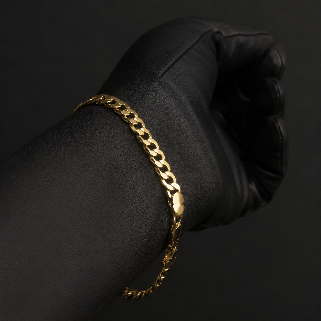 Pulsera Cubana con Placa Estampada 14K