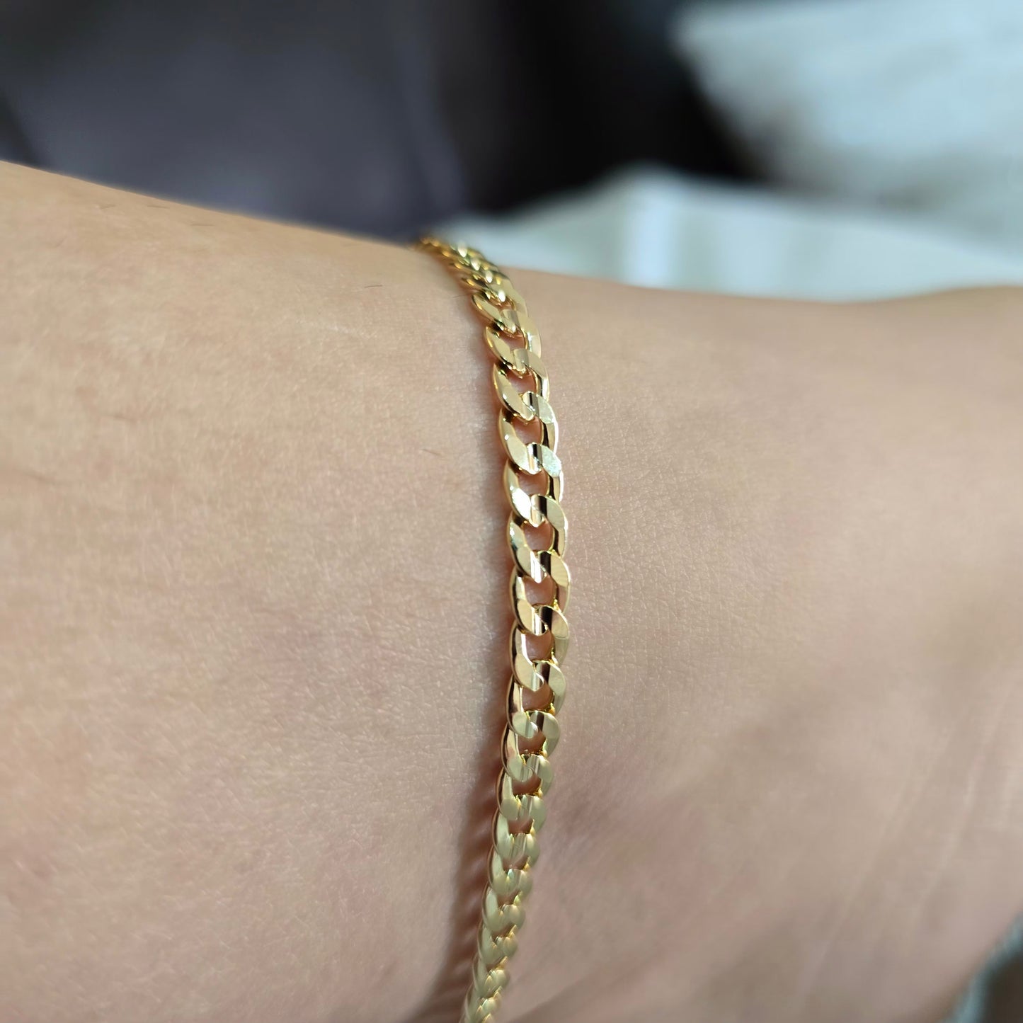 Tobillera laminada 14k