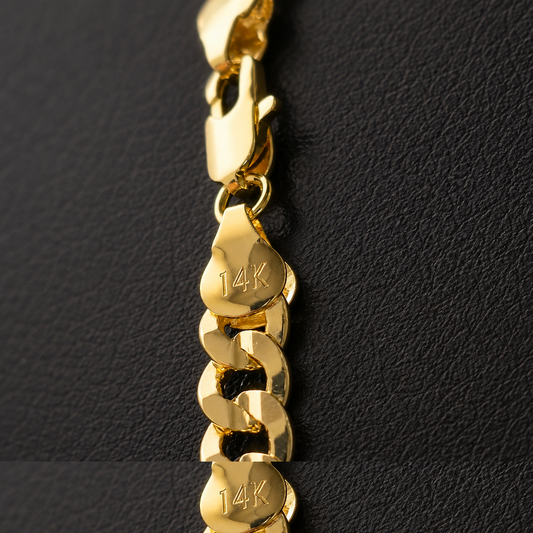 Pulsera Cubana con Placa Estampada 14K